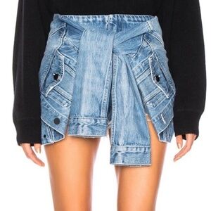 Alexander Wang Front Tie Waist Tie Blue Distressed Denim Shorts Size 25